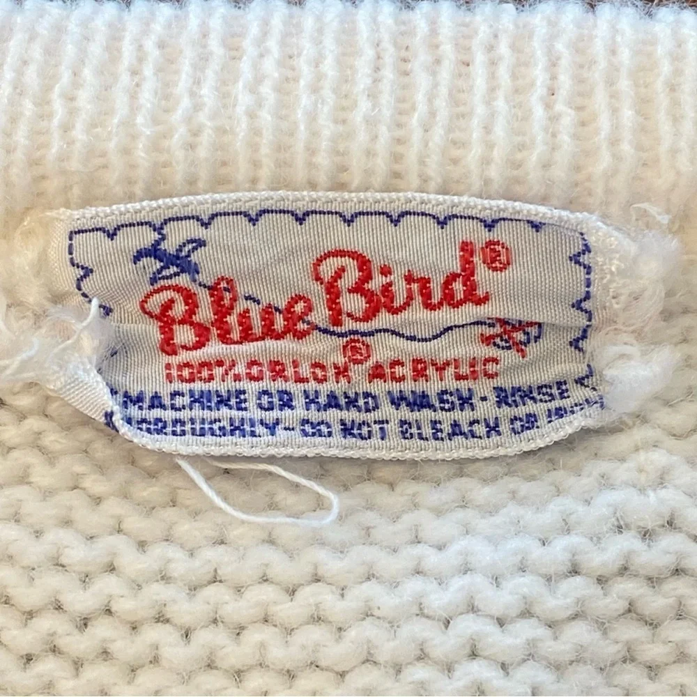 Vintage Blue Bird Unisex Striped Red White & Blue Button Up Cardigan Sweater 3T
